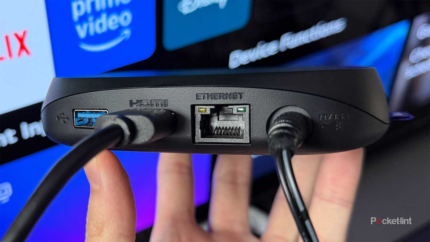 The Ethernet port on a Roku Ultra.