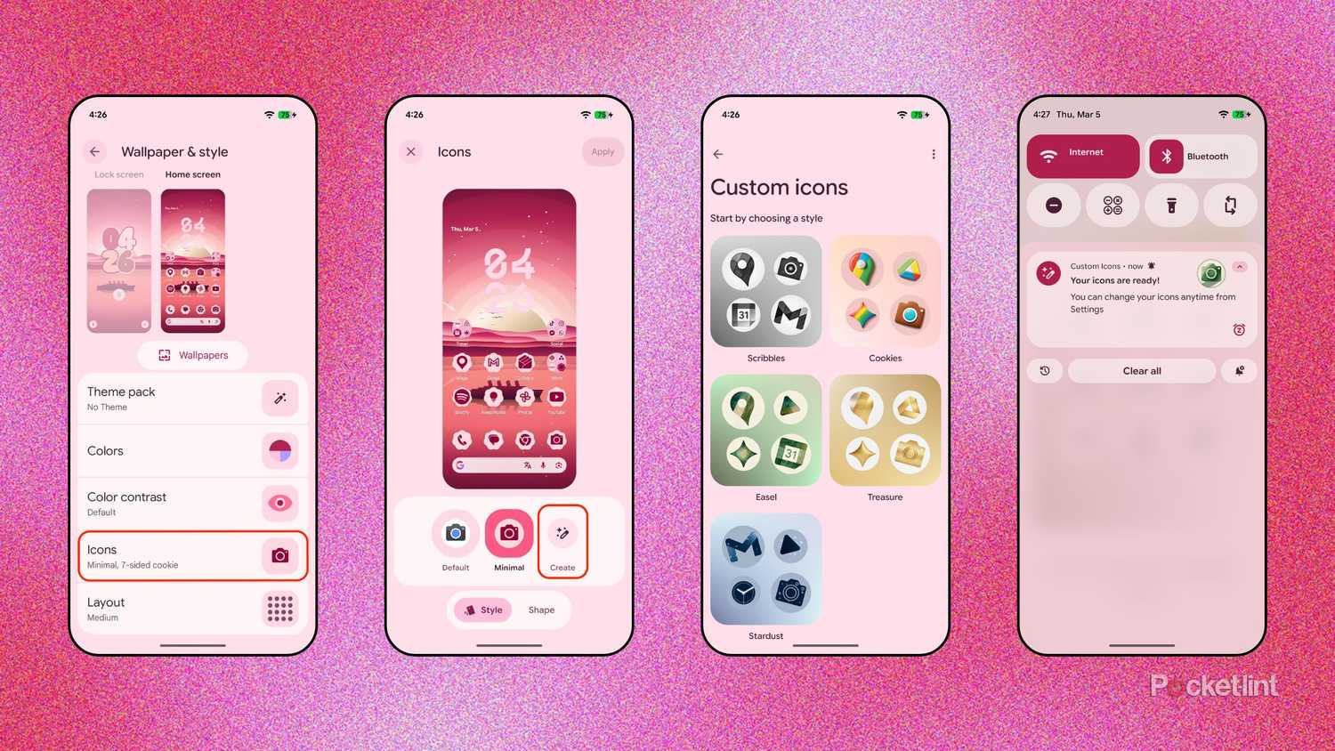 Google Pixel custom AI icons screenshots