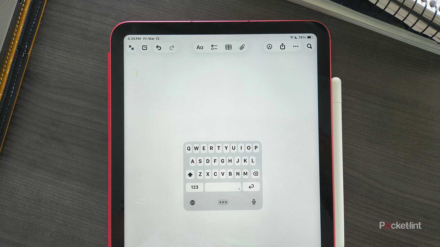 An iPad keyboard small. 