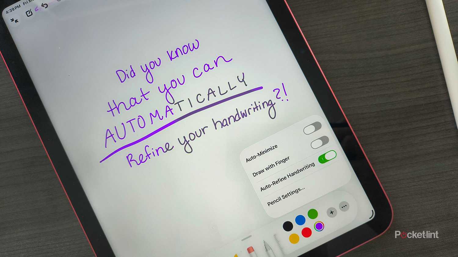 A note on iPad for refining handwriting. 