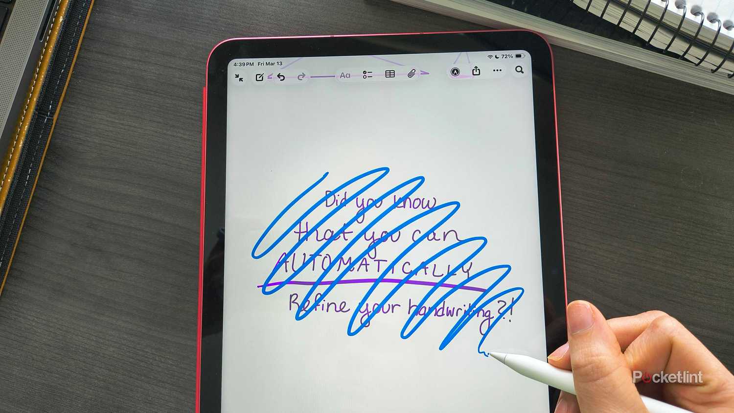 Erasing on an iPad. 