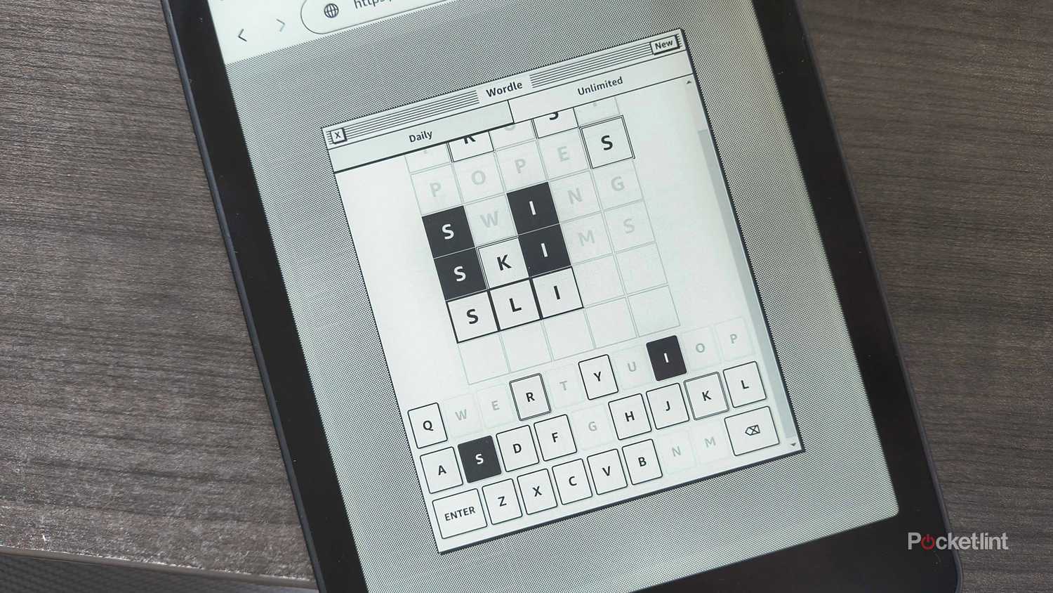 Playing wordle on a kindle.