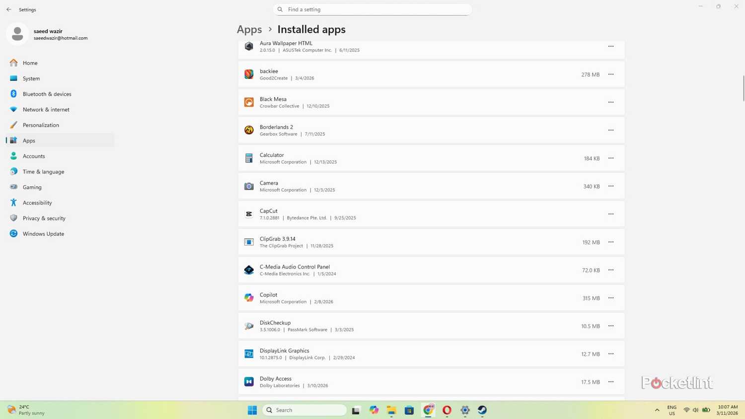 Windows Installed apps