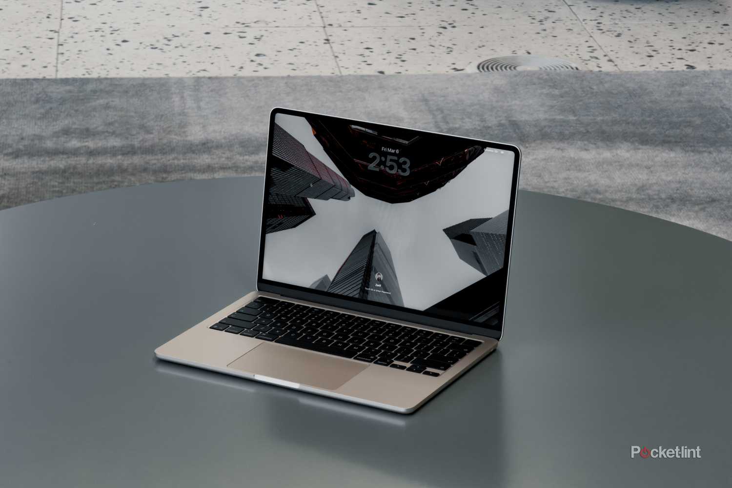 MacBook Air with M5 on a grey table