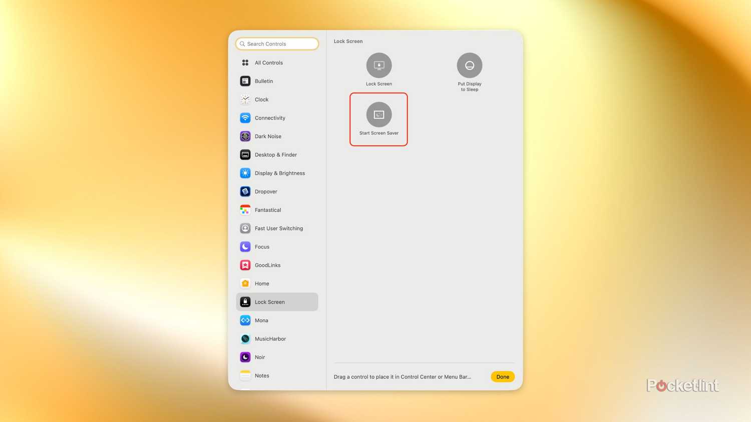 macOS 26 Tahoe Control Center Lock Screen