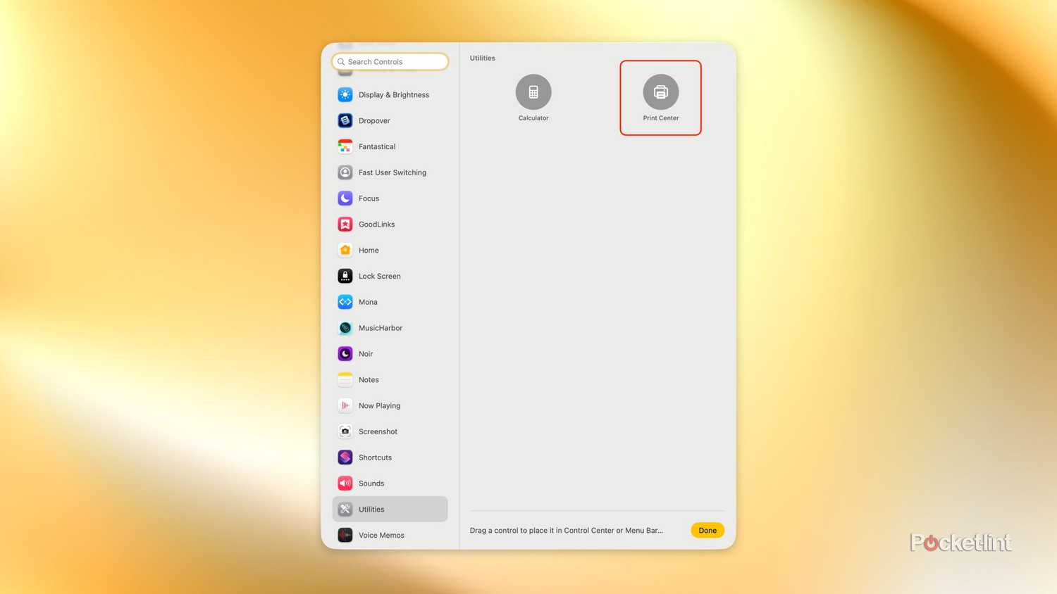 macOS 26 Tahoe Control Center Utilities