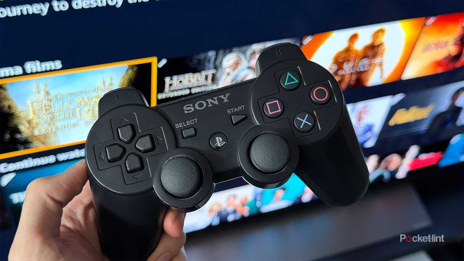 PlayStation 3 controller with Prime Video in the background.