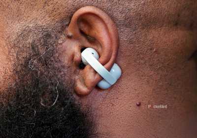 Sony LinkBuds Clip being worn by reviewer