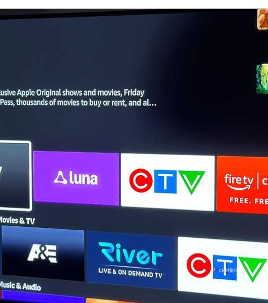 A picture of apps on a smart TV home screen.