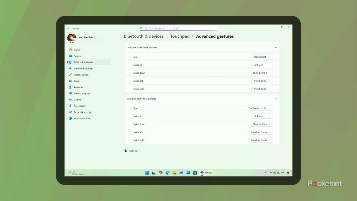 Windows 11 touchpad advanced gestures screenshot