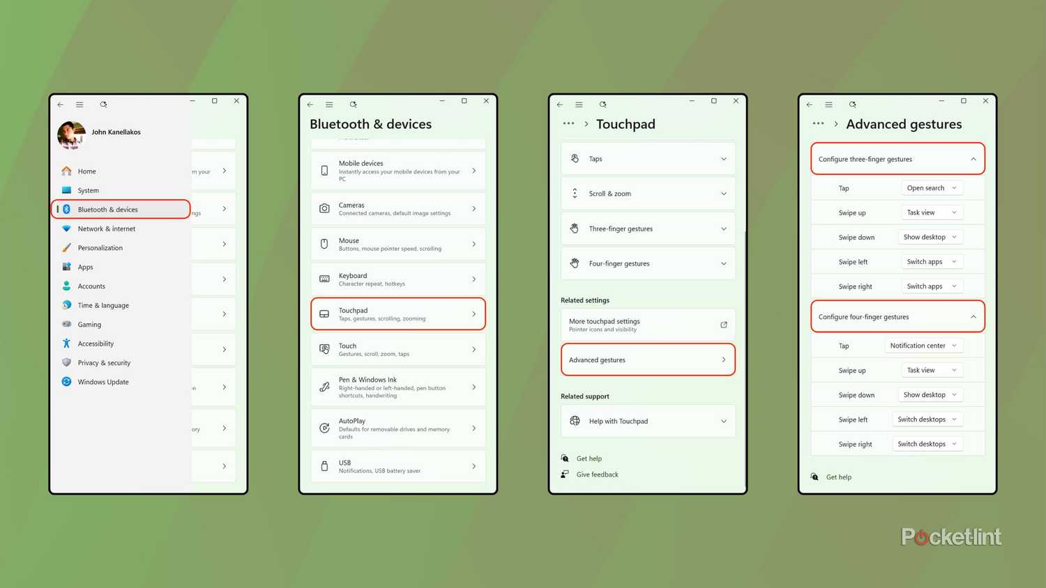 Windows 11 touchpad advanced gestures screenshots
