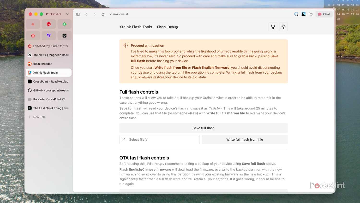 The website where you can flash your Xteink X4 e-reader with new firmware.
