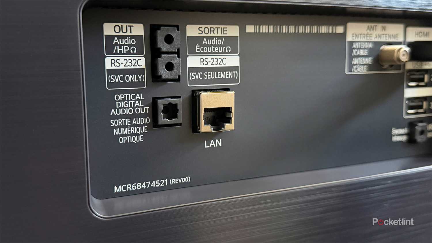 Ethernet port on the back of LG TV.