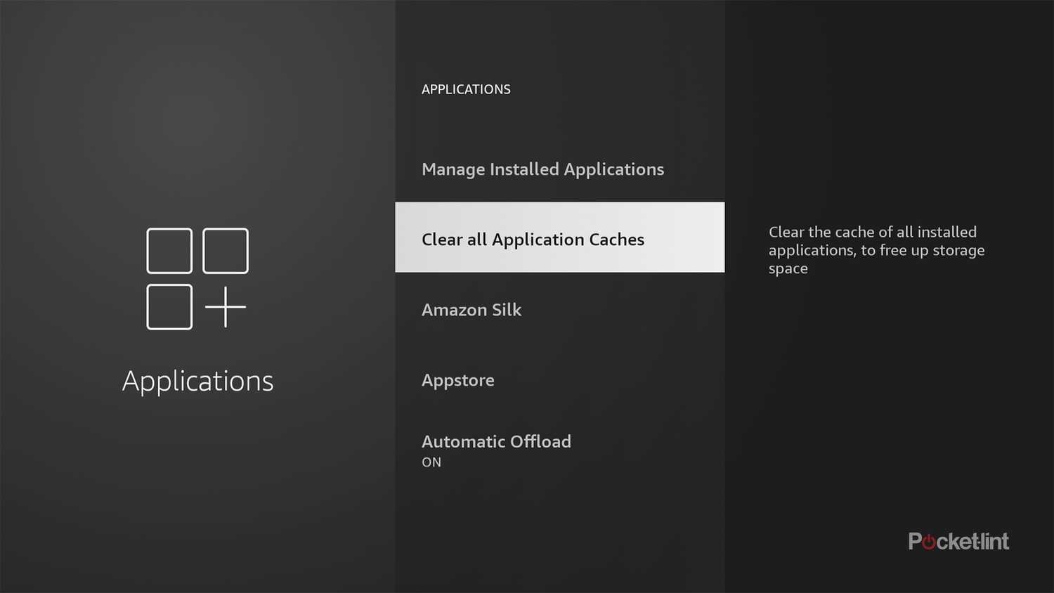 Clear cache setting on Fire TV Sticks.