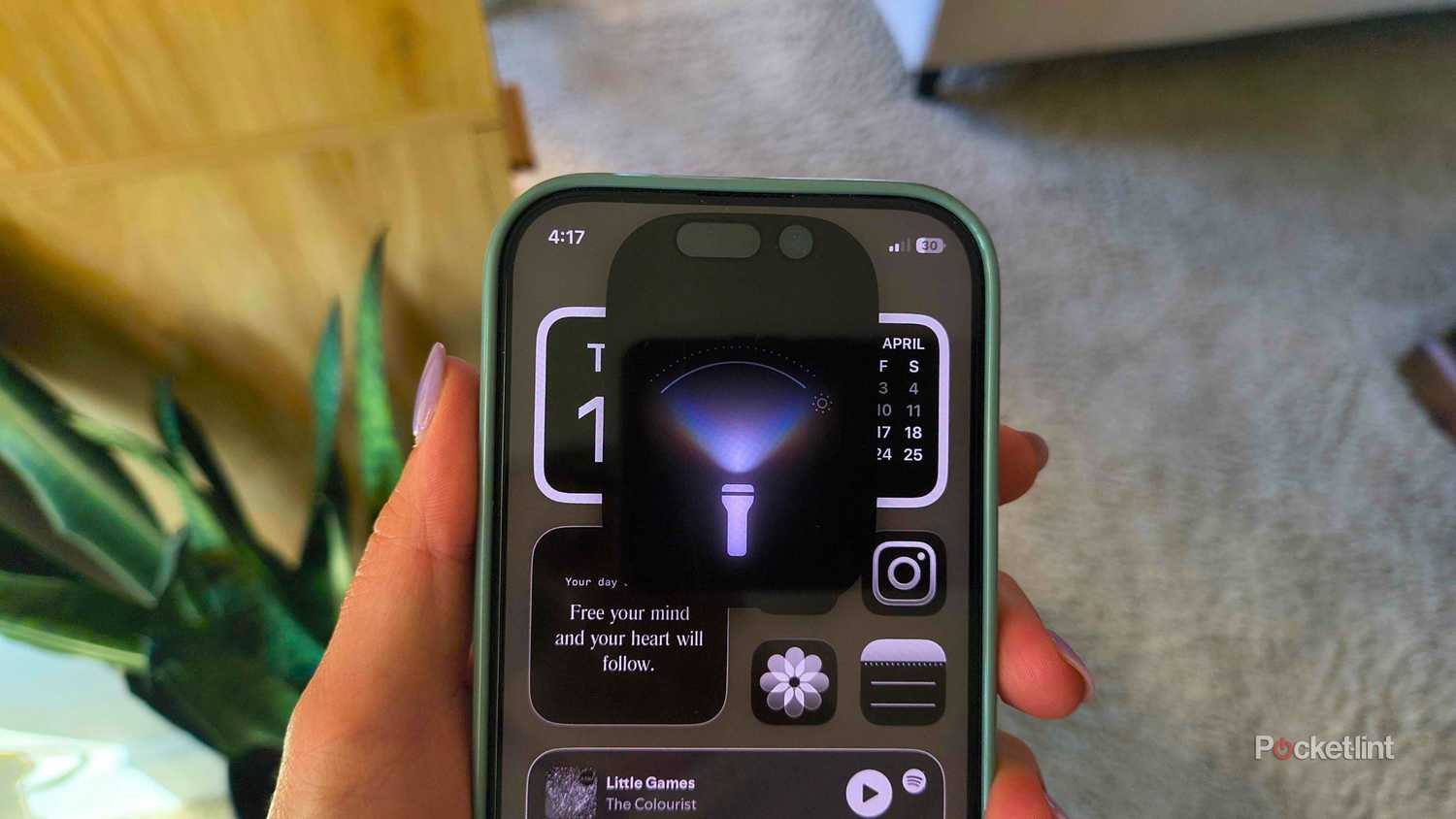 iPhone flashlight. 