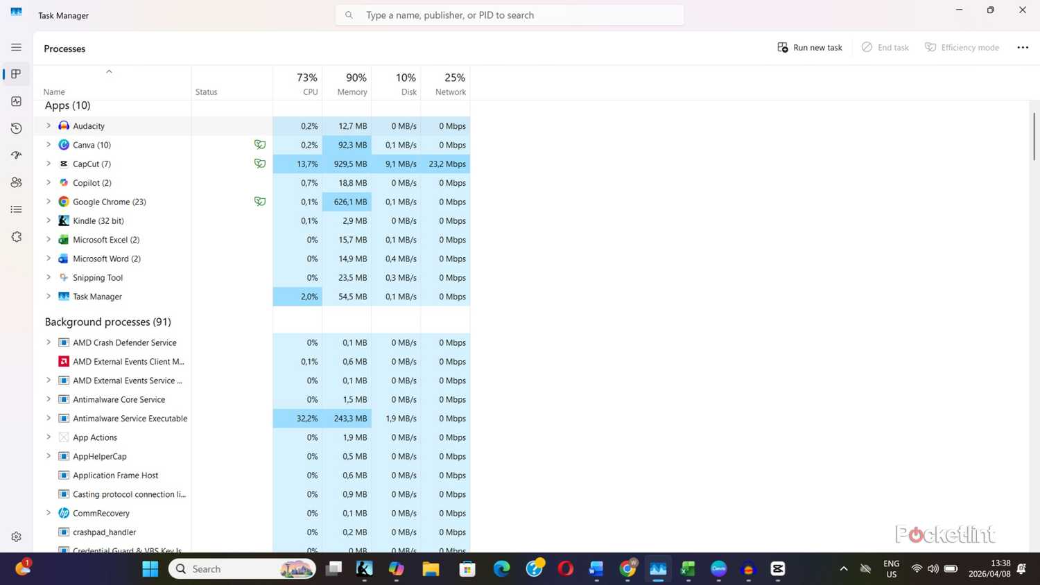 HP Laptop task manager