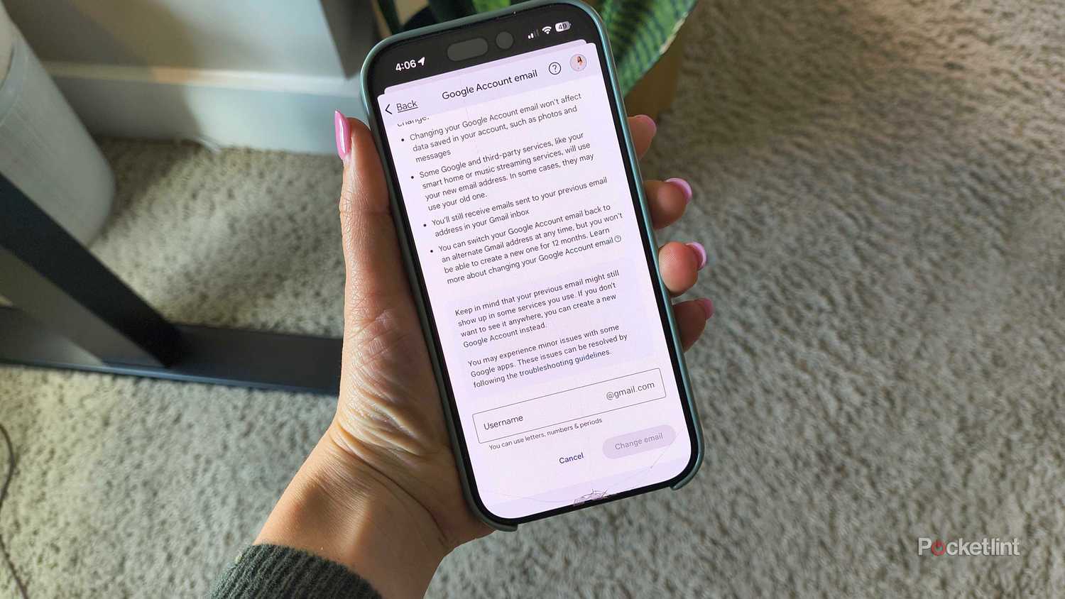 Gmail settings on an iPhone. 