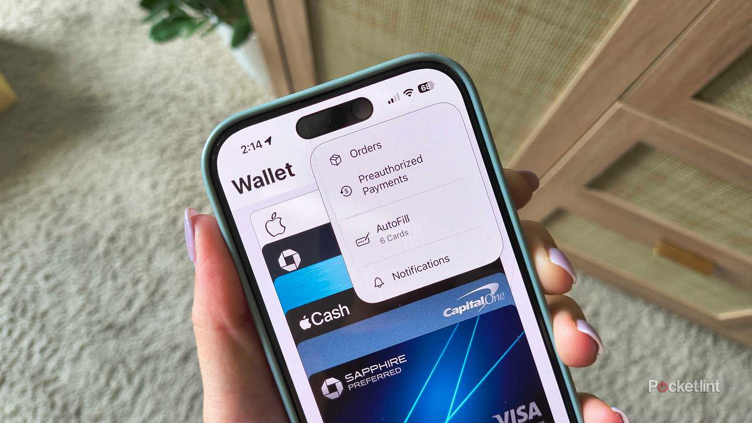 Apple Wallet order tracking menu. 