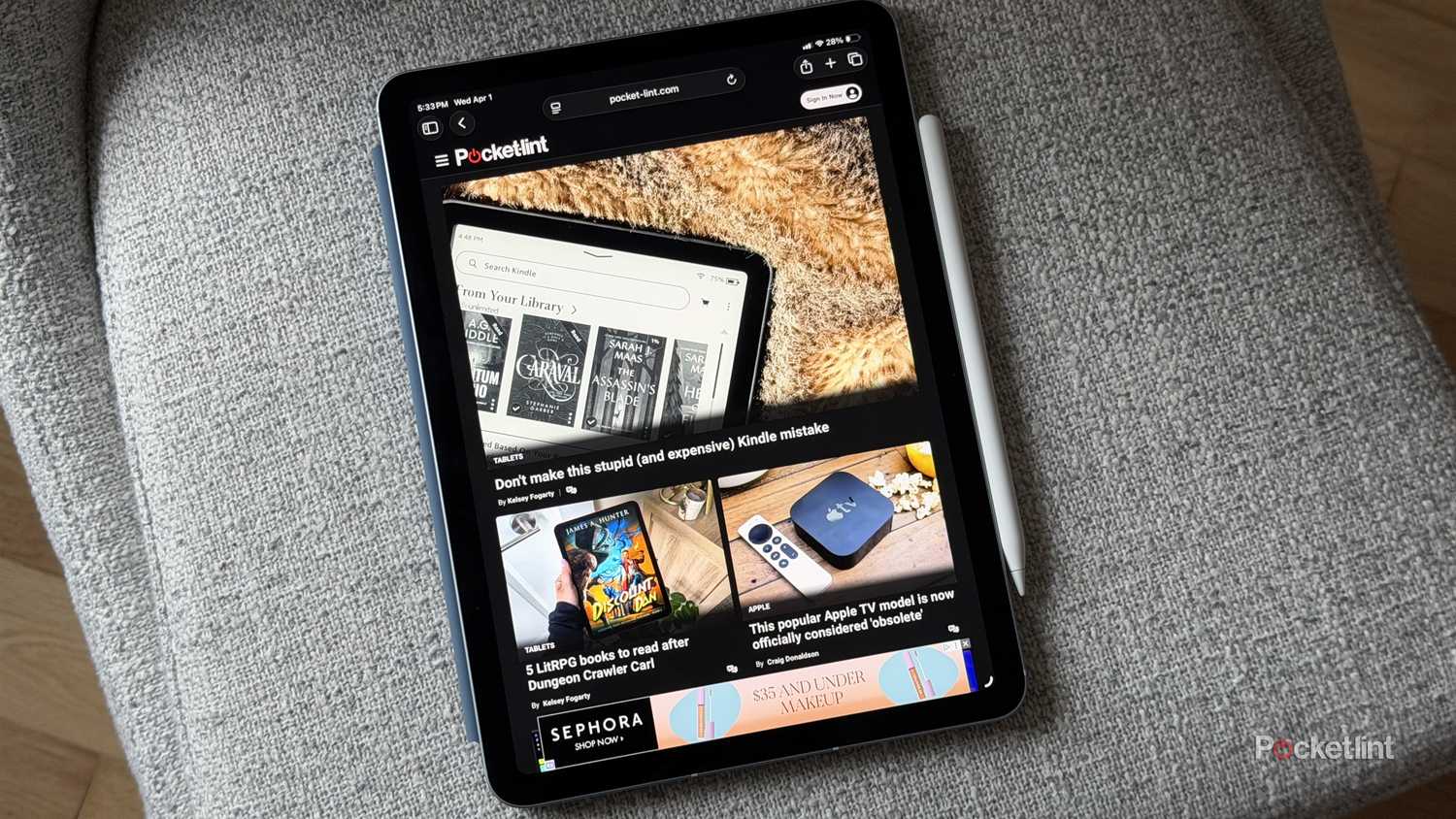 iPad Air (M4) on chair.