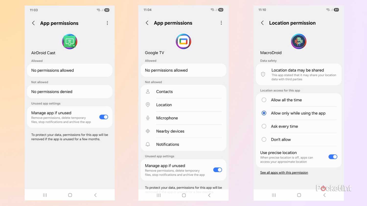 Android app permissions