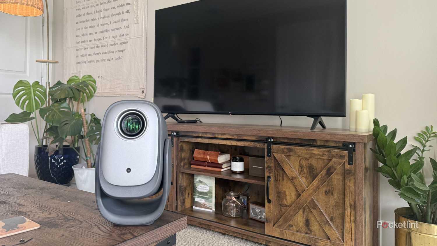 A projector and a TV.