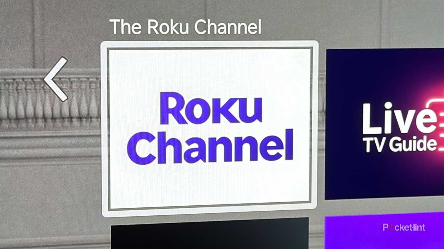 Roku Channel icon on TV.