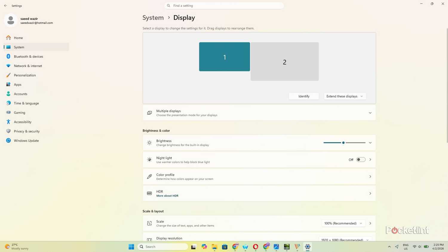 Windows brightness settings