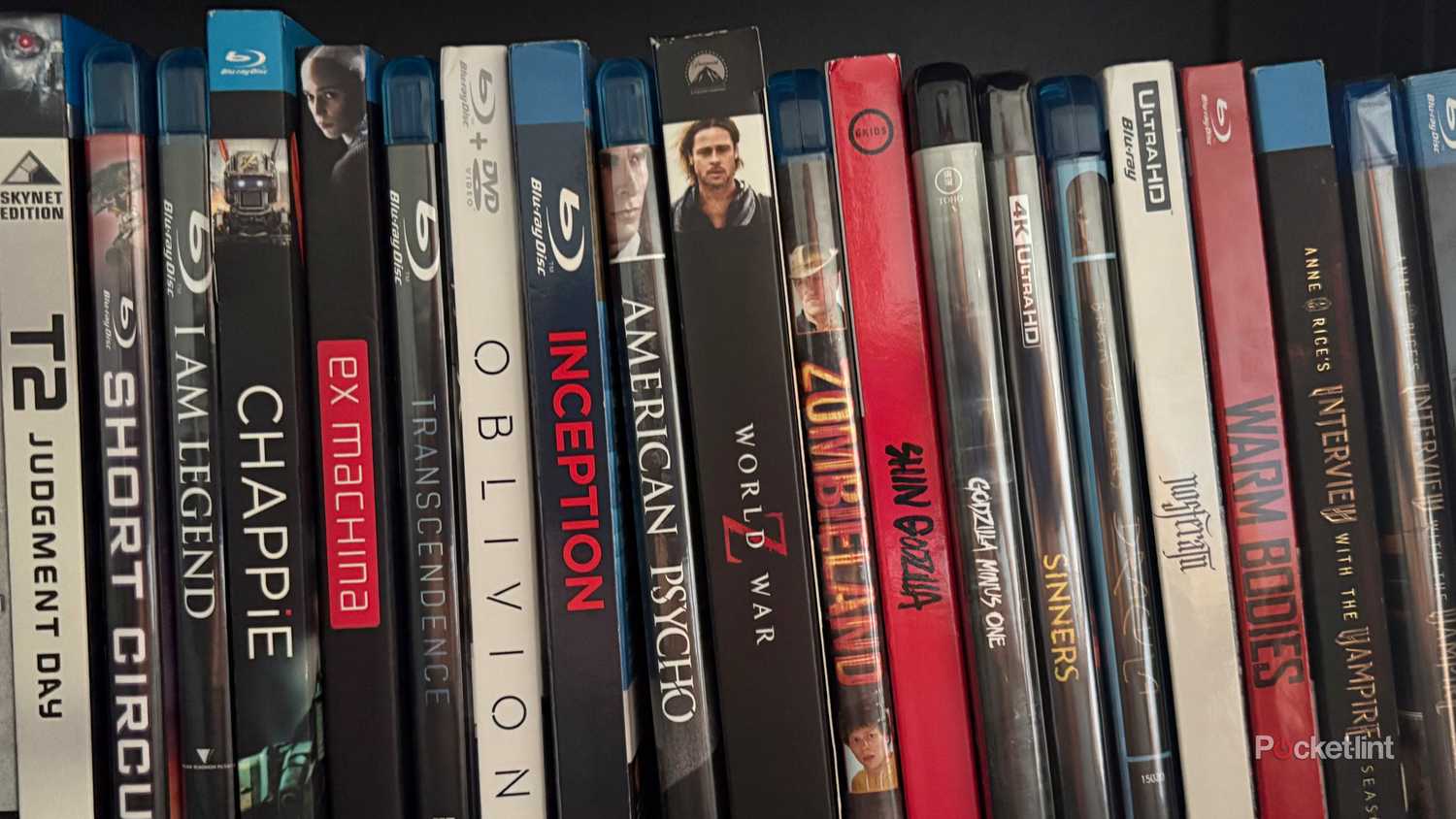 Various Blu-ray releases on a shelf