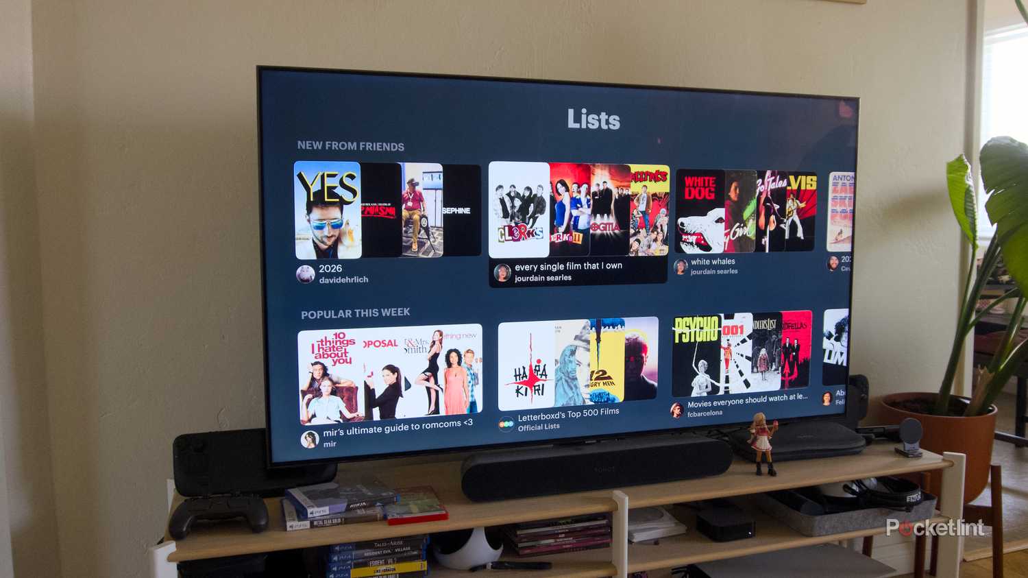 The Lists section of the Letterboxd tvOS app.