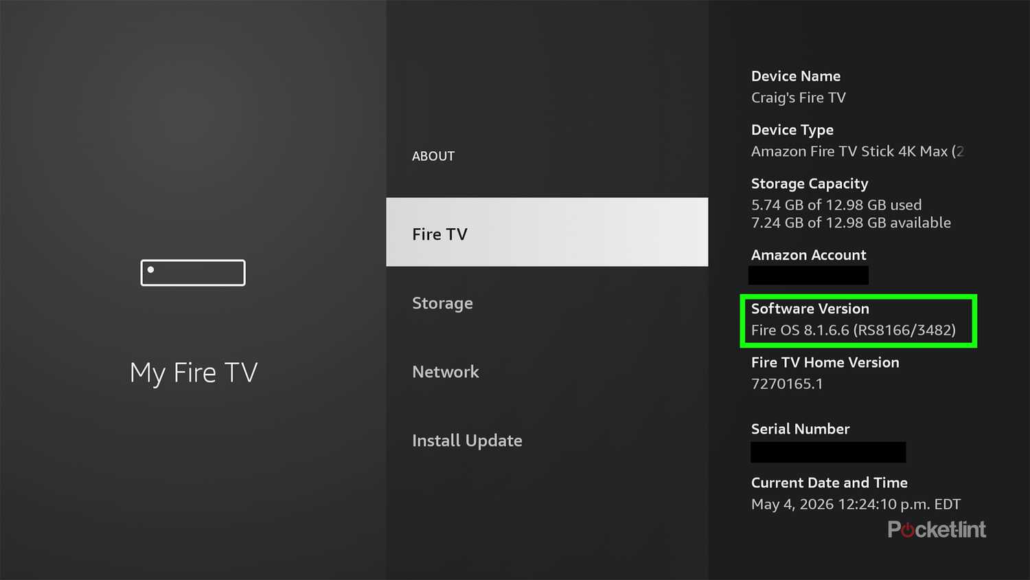 Fire TV check software version.