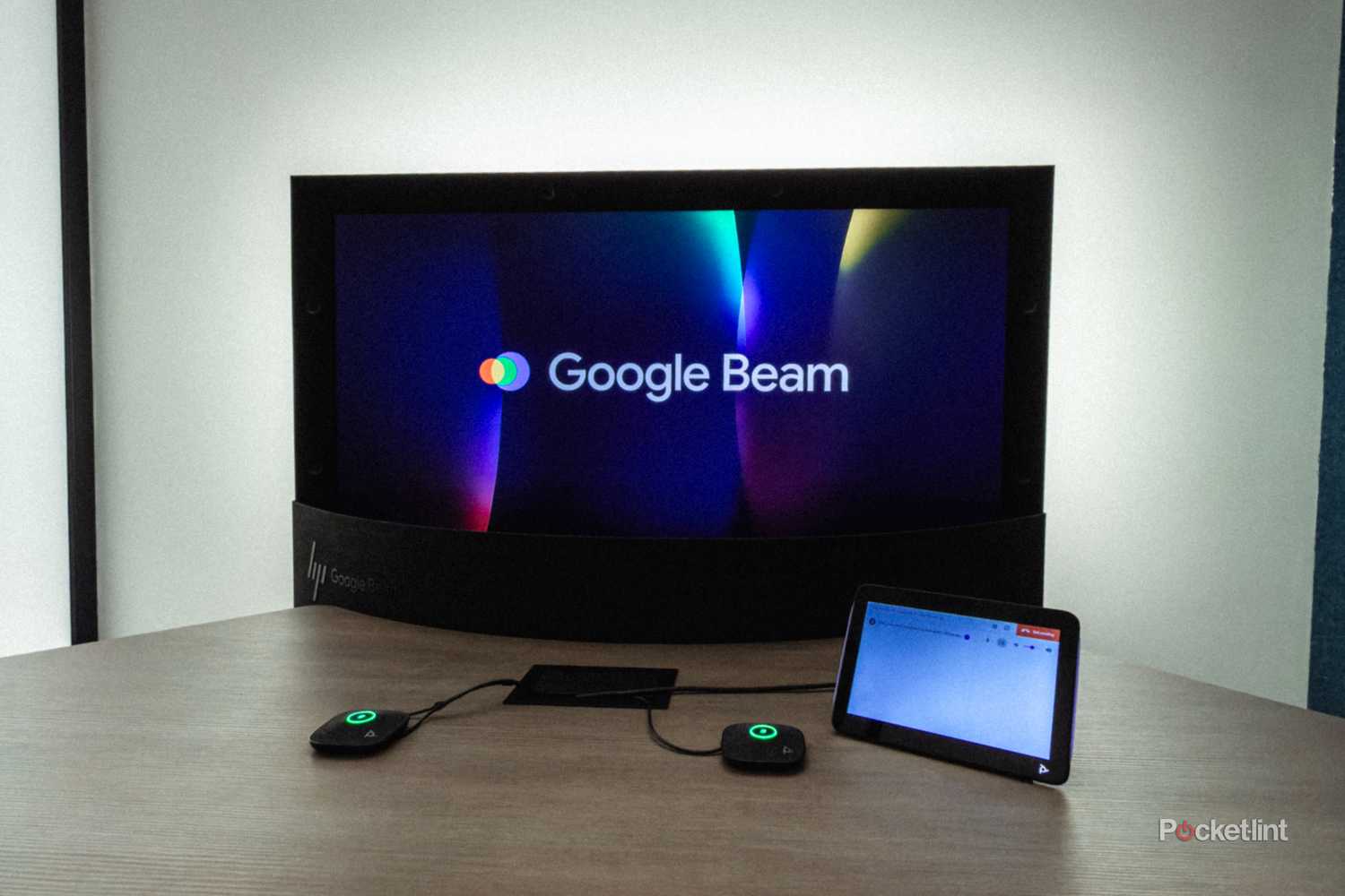HP Dimension with Google Bean across a table head-on