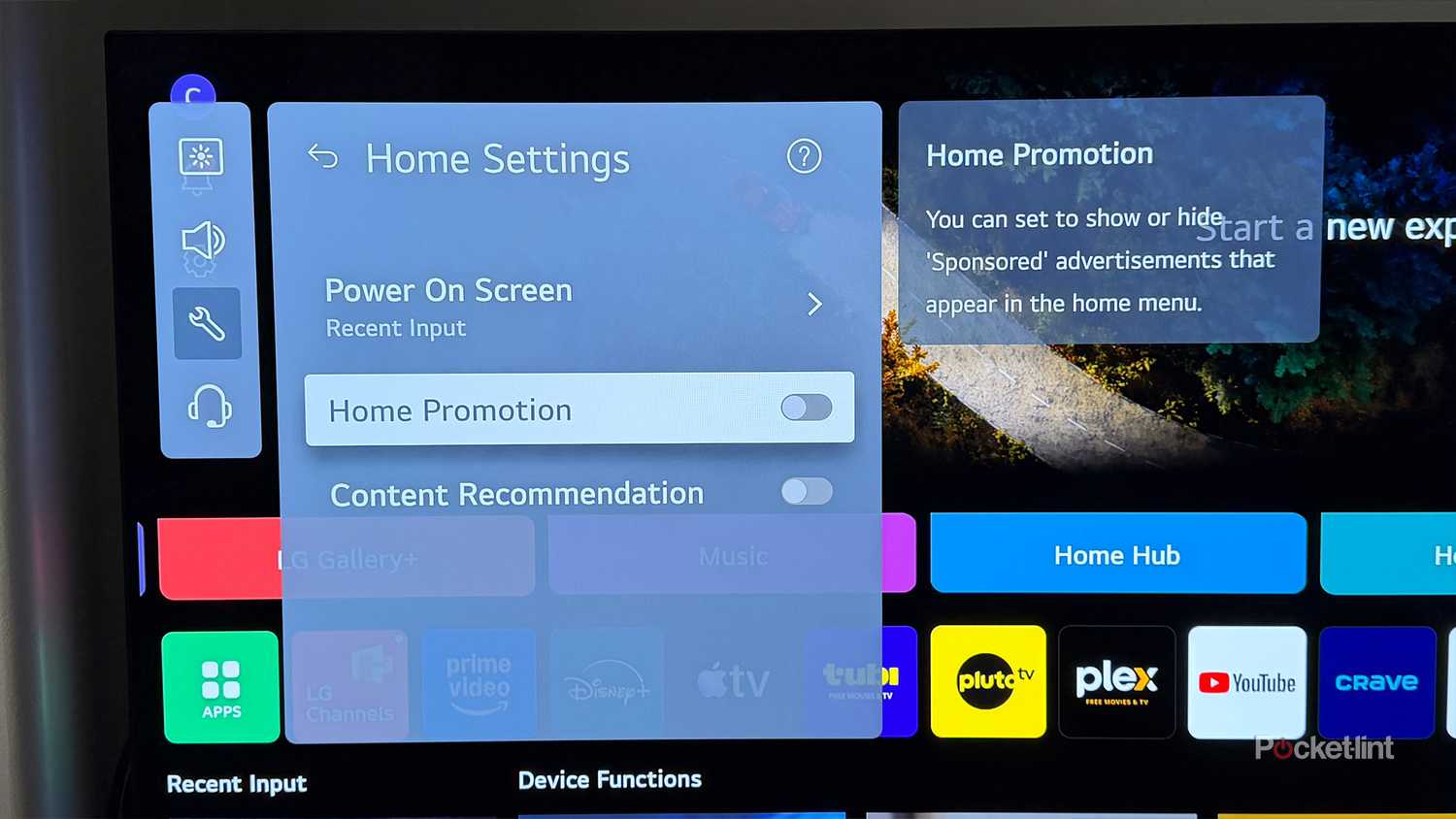 Home Settings on LG TV.
