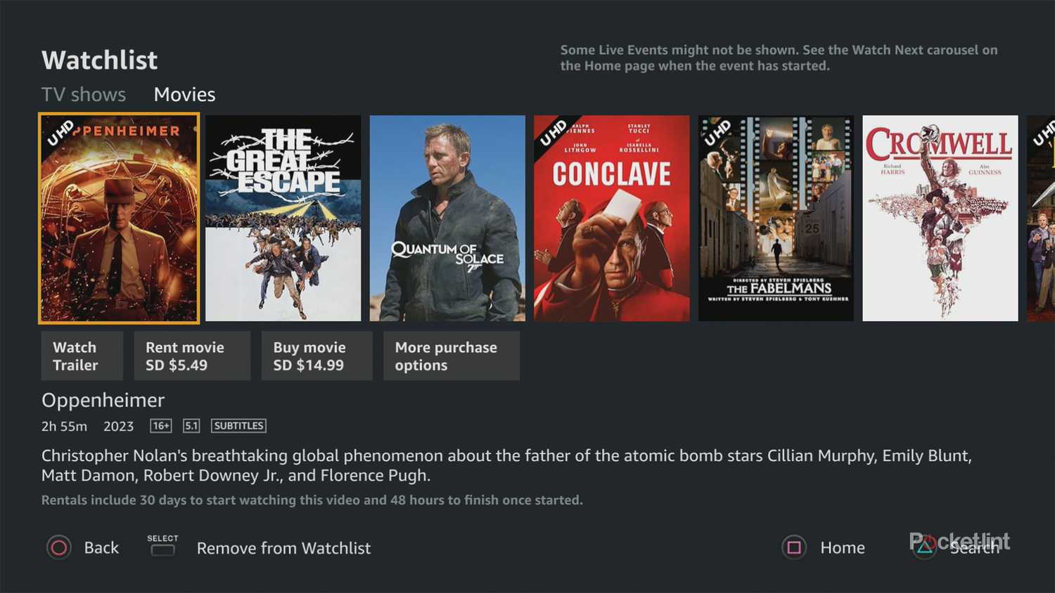 Prime Video PS3 watchlist.