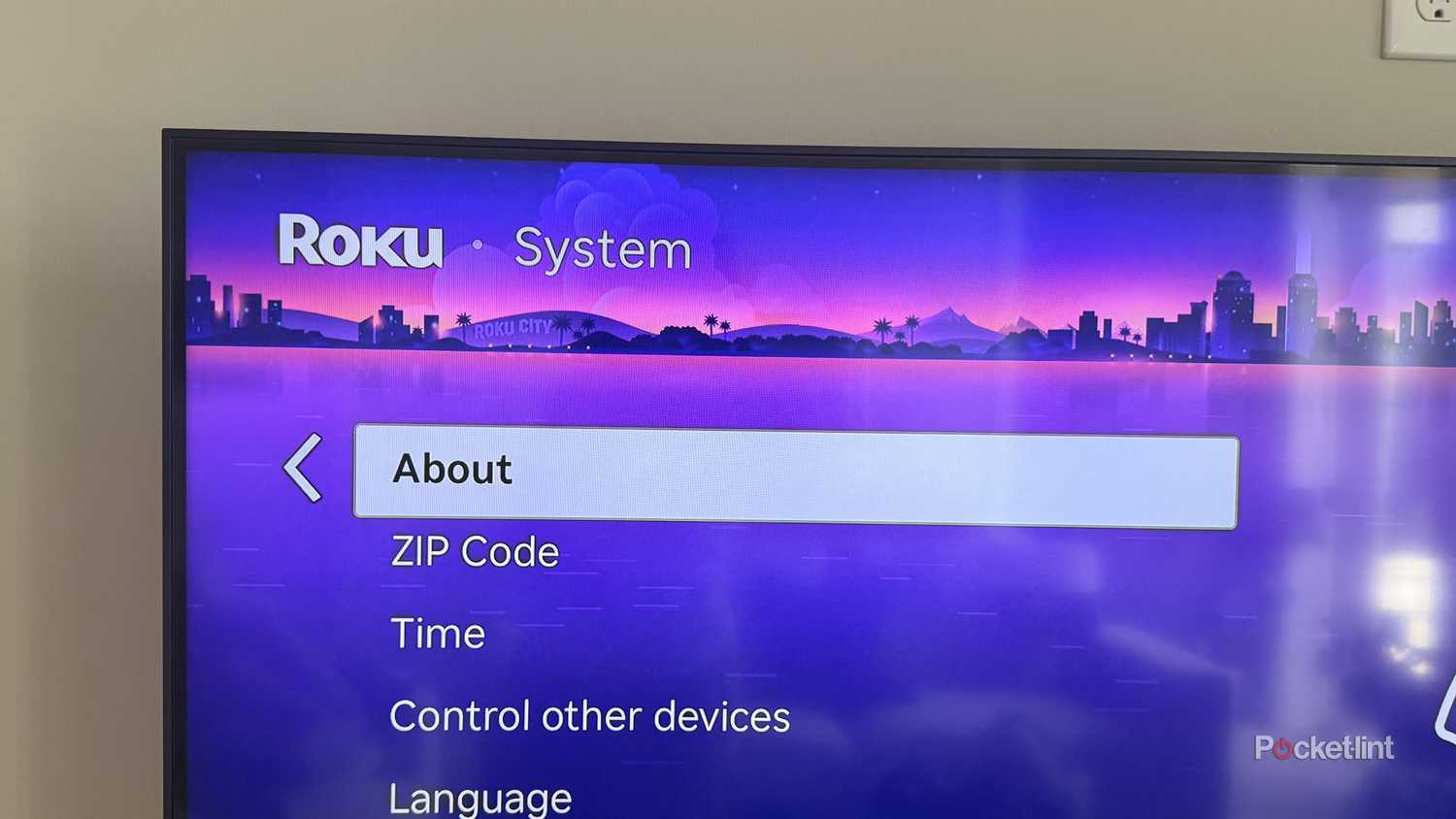 System settings on a Roku. 