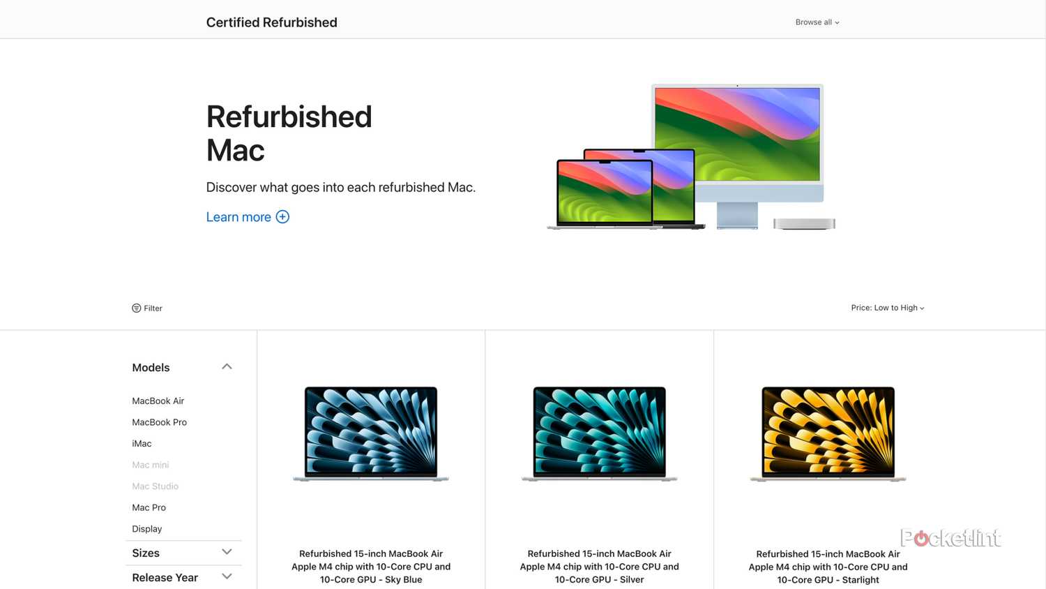 A screenshot of the Certified Refurbished section of Apple's online store.