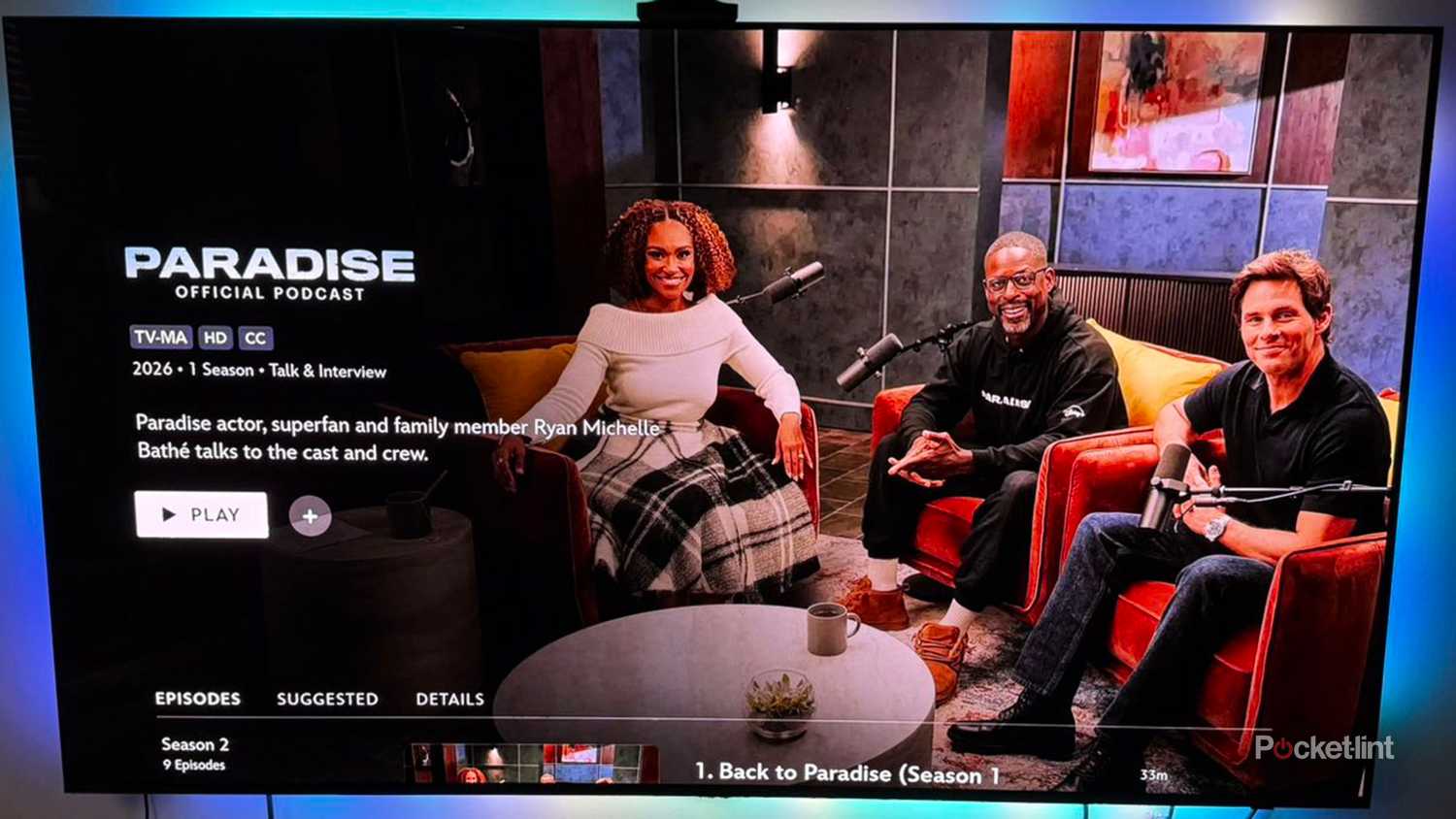 Banner for Paradise Official Podcast on Disney+.