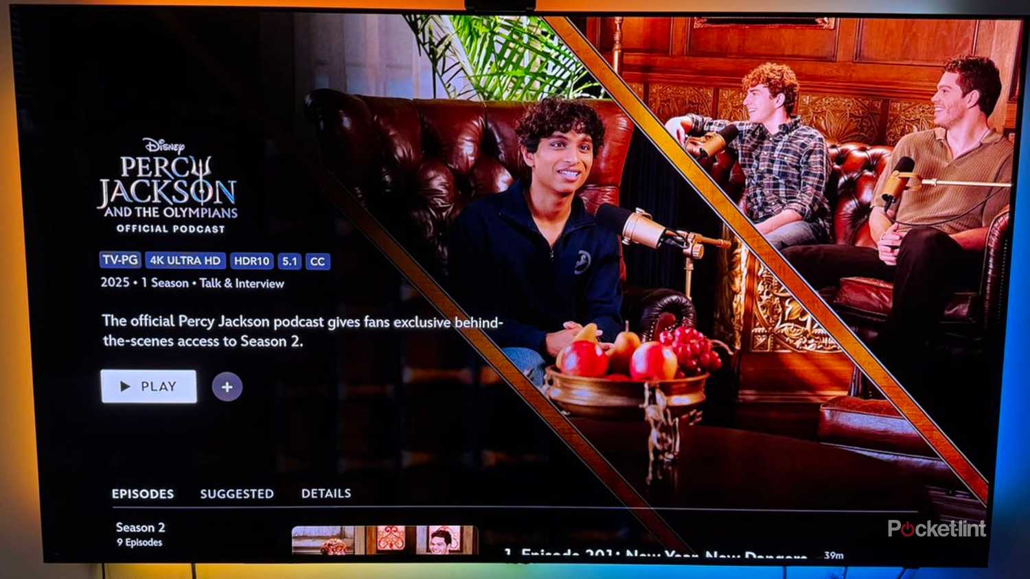 Percey Jackson TV show companion podcast banner on Disney+