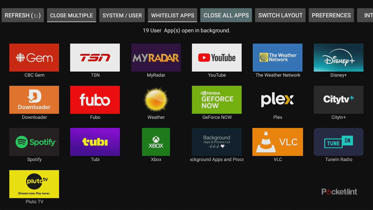 Background Apps and Process List app for Fire TV.