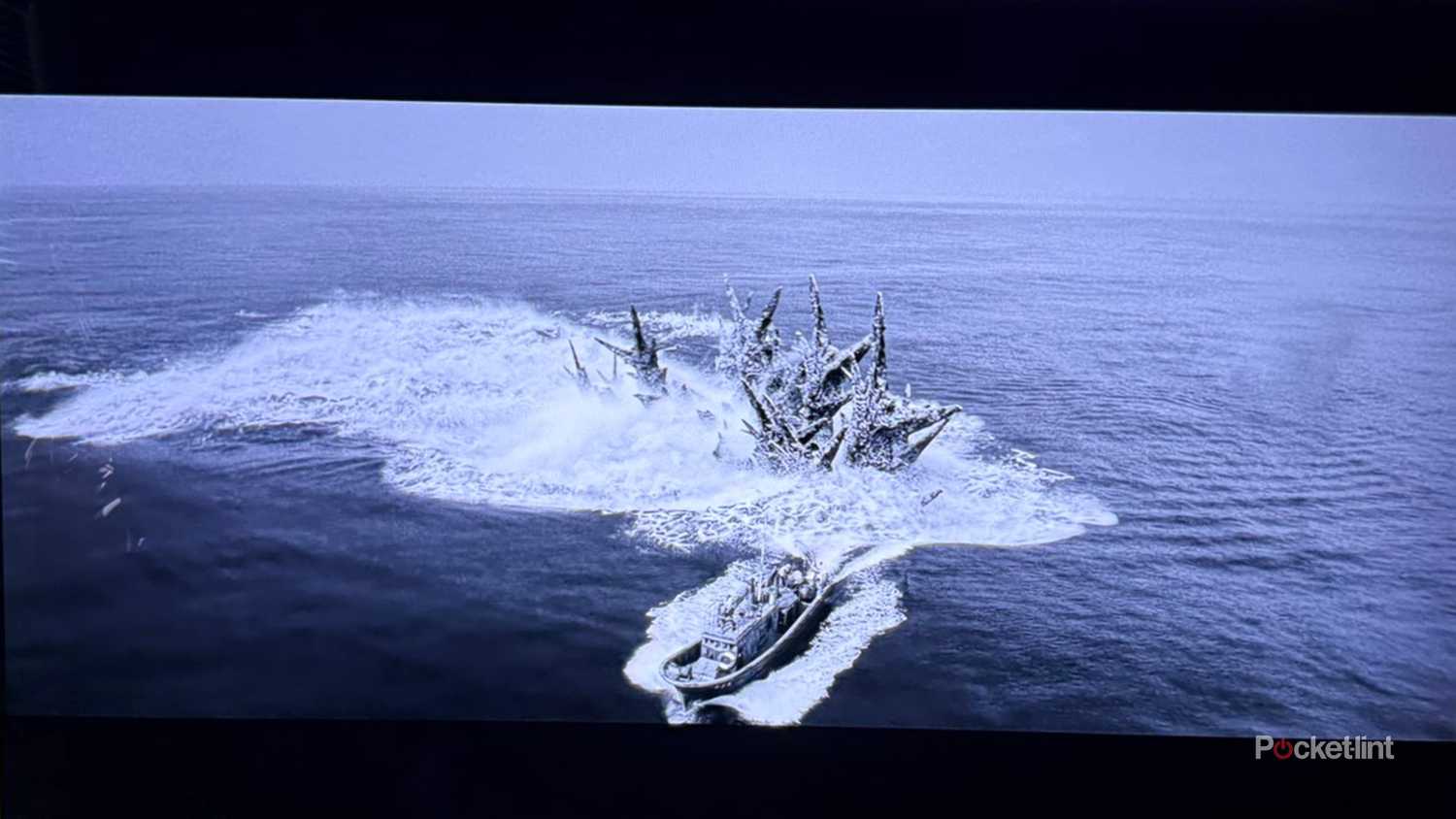 Godzilla Minus One scene in Black and White on Netflix.
