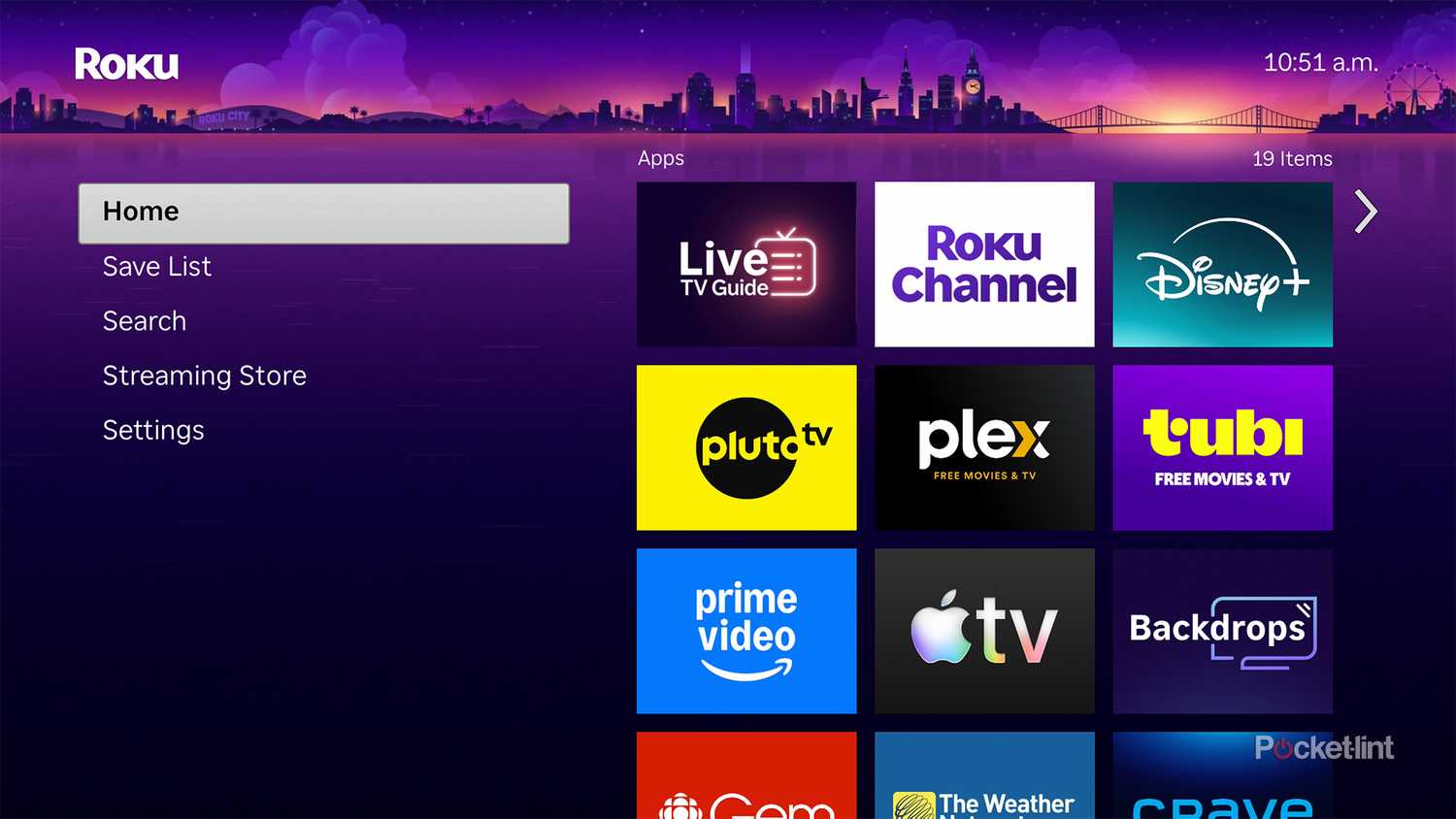 Customized Roku home screen.