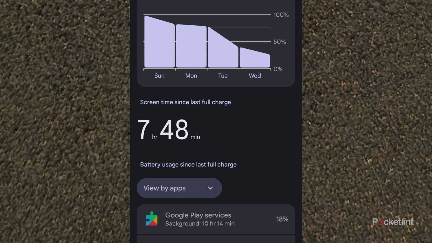 The battery screen on a Google Pixel 9a.