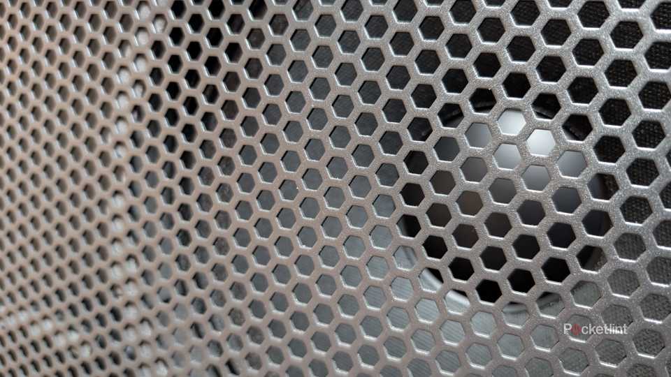 A closeup of the speaker grille on a Soundboks 4
