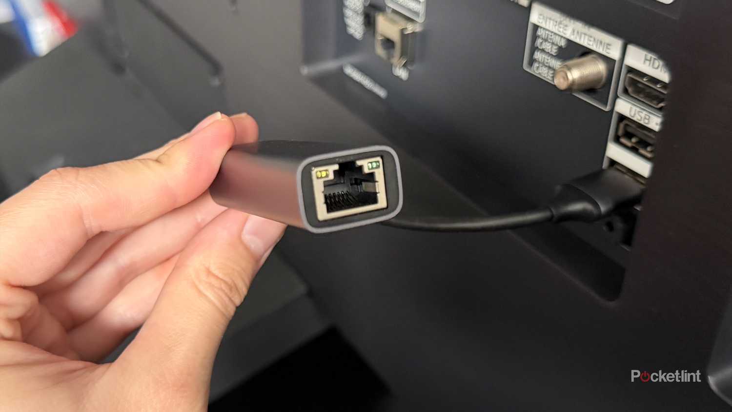 USB to Ethernet adapter.