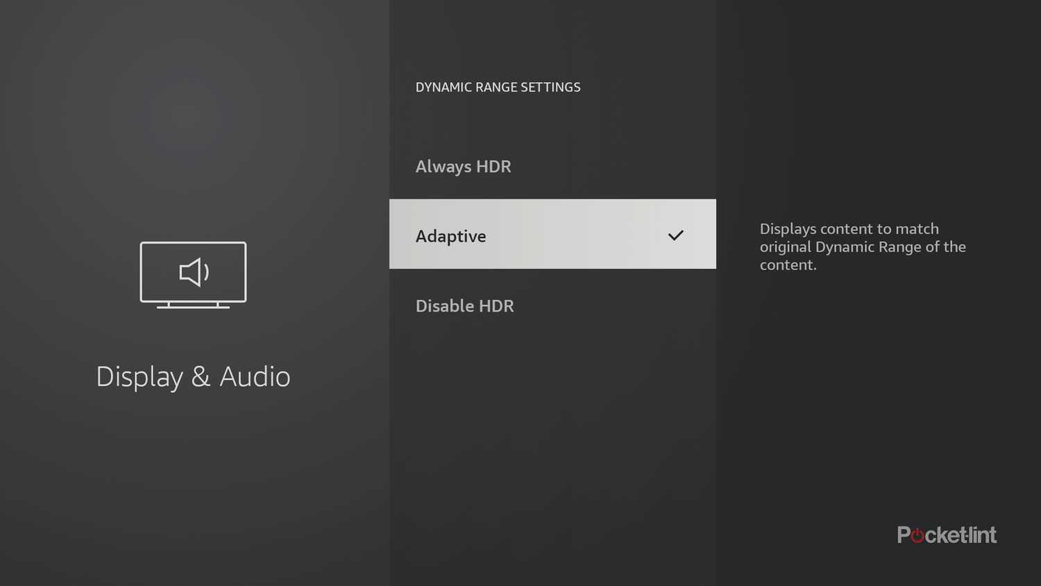 HDR settings on Fire TV Sticks.
