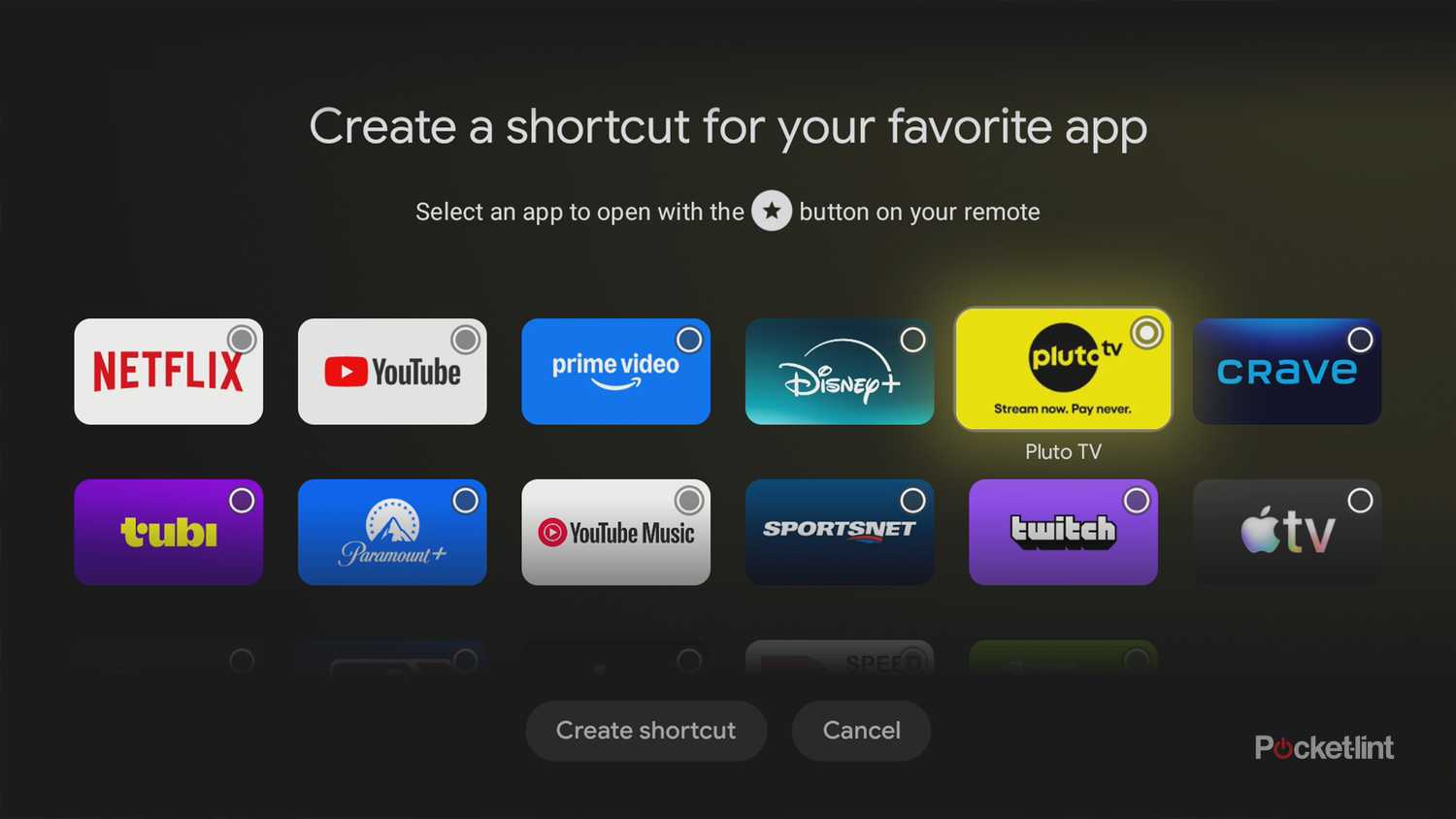 Google TV Streamer Star button shortcut options.