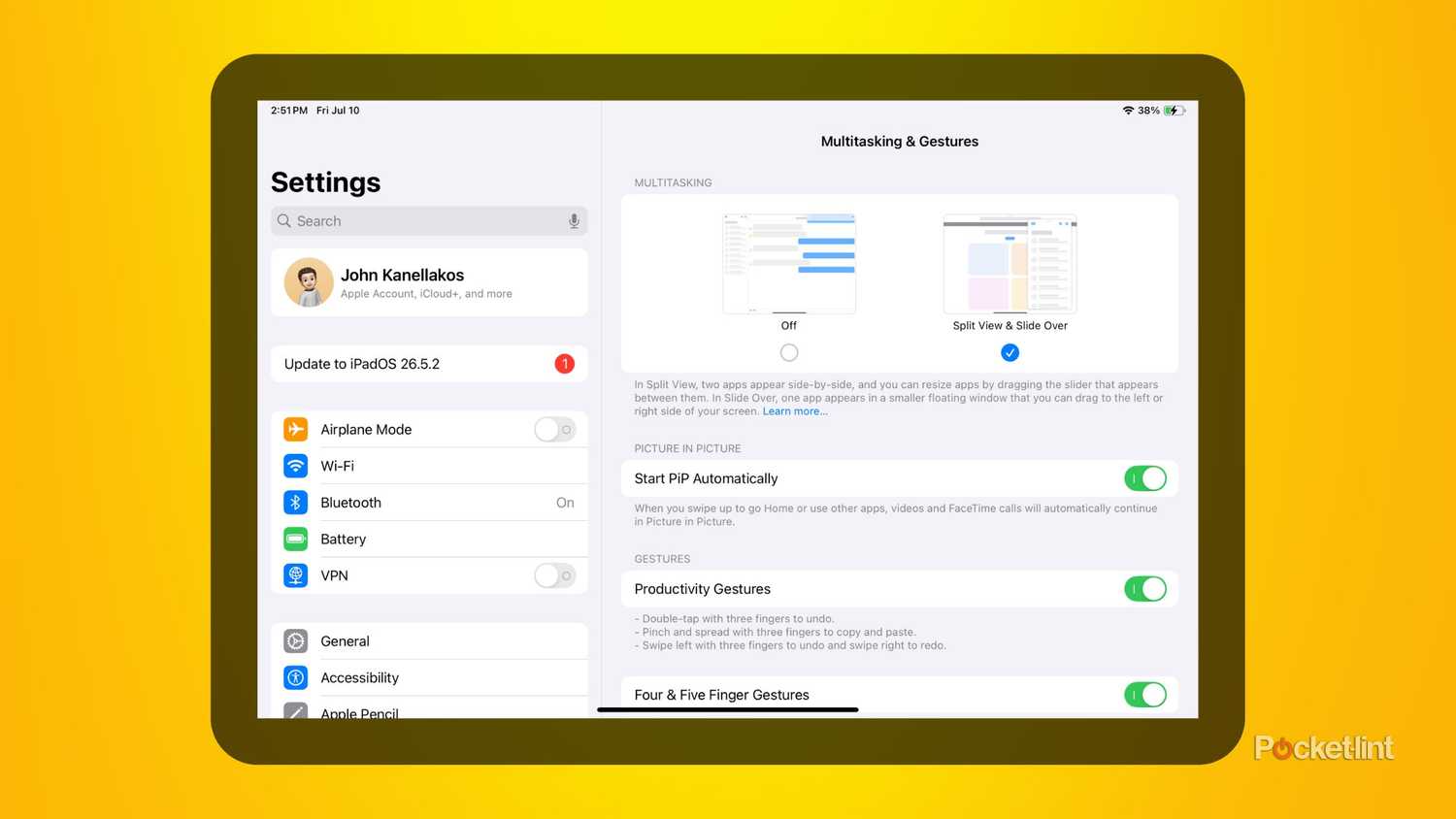 iPadOS 18 Multitasking & Gestures settings