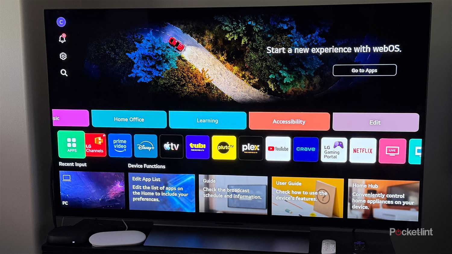 LG TV apps home screen.