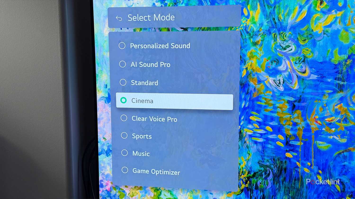 Sound modes on LG TV.