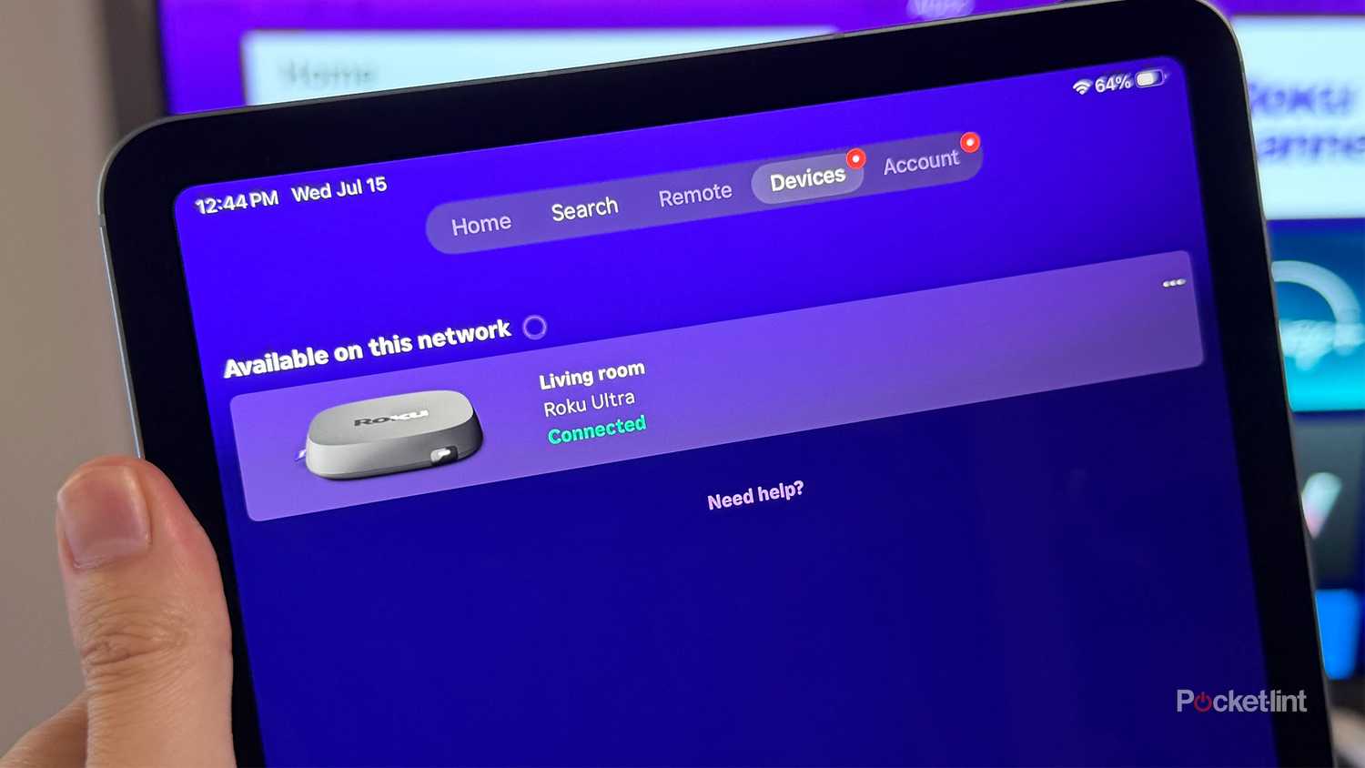 Roku Ultra connected to iPad.