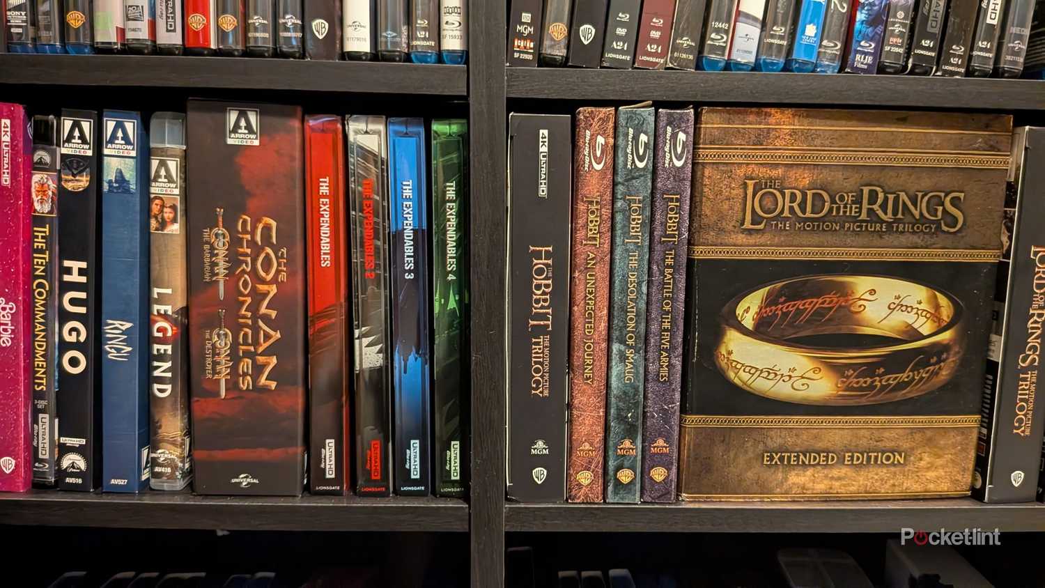 A collection of Blu-ray movies.